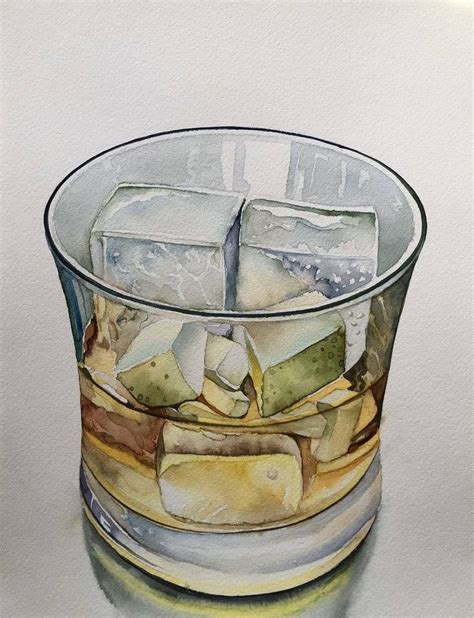 Cocktail Glass With Ice Painting By Serpil Umit Saatchi Art