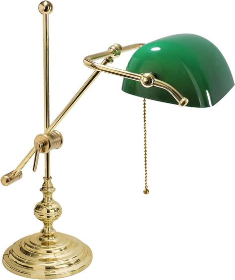 Lampada Da Tavolo Ministeriale Vetro Verde In Ottone Made In Italy