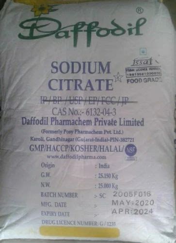 Form Powder Sodium Citrate Dihydrate For Industrial Packaging Size