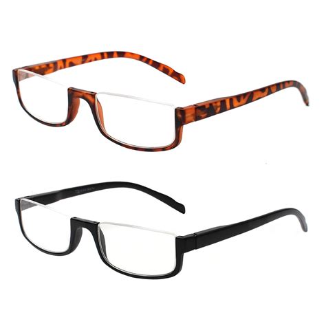 Boncamor 2 Pack Half Frame Reading Glasses Spring Hinge Readers For Men