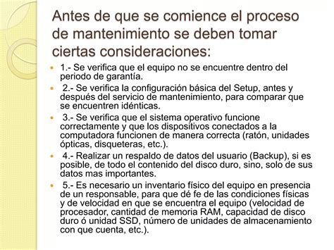 La Importancia De Darle Mantenimiento A Equipos Y Ppt