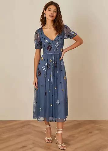 Monsoon Georgia Embellished Midi Dress Kaleidoscope