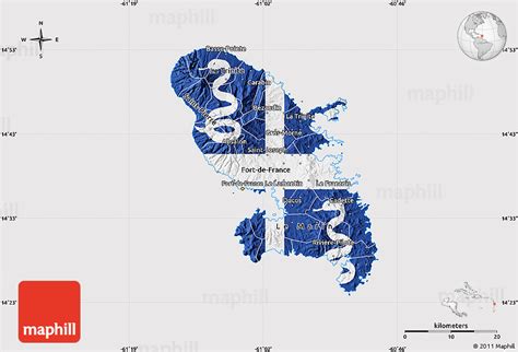 Flag Map of Martinique