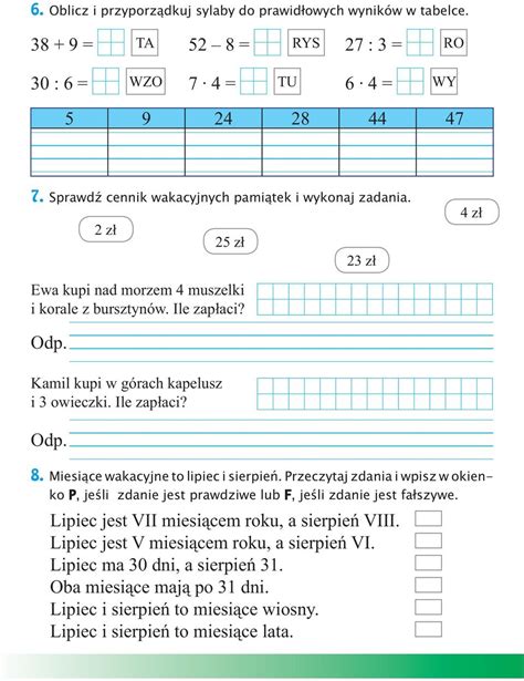 Test Z Matematyki Klasa Do Druku M Dry