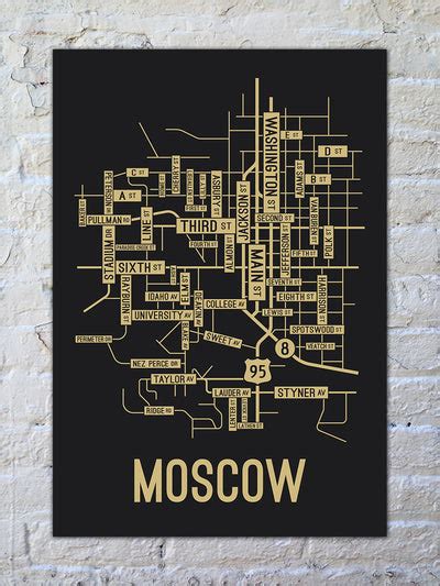 Moscow, Idaho Street Map Canvas - School Street Posters