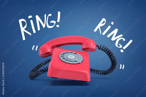 3d Rendering Of A Red Old Fashioned Landline Telephone Ringing Loudly