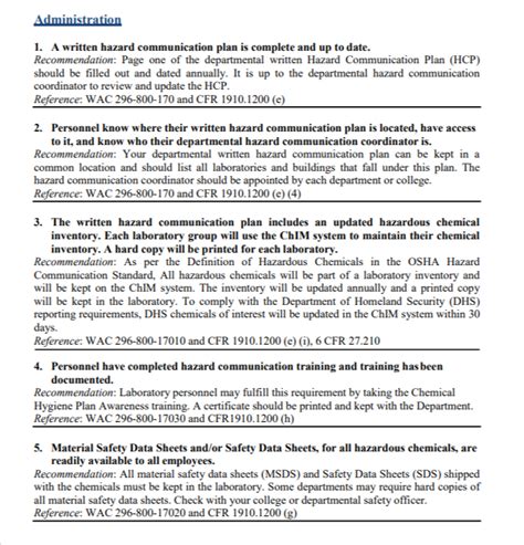 Hazard Communication Plan Examples How To Write