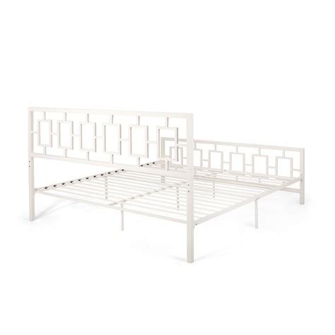 Noble House Krystin Modern King Size Iron Bed Frame White