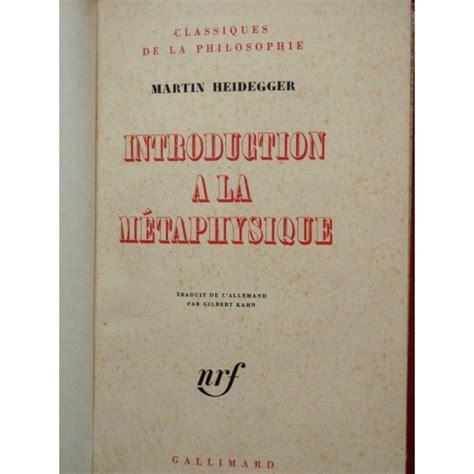 INTRODUCTION A LA METAPHYSIQUE MARTIN HEIDEGGER