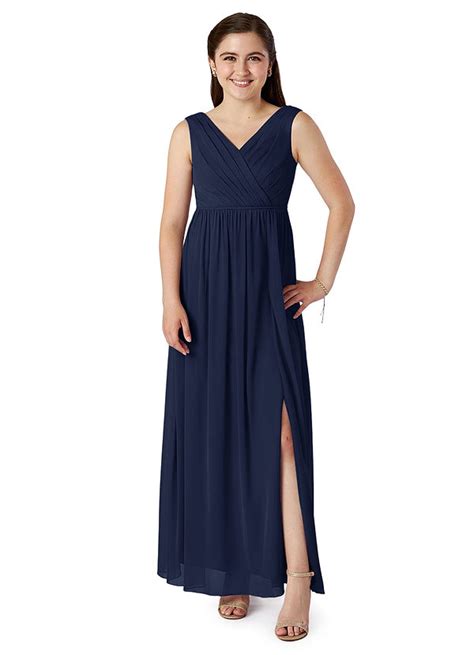 Dark Navy Azazie Tanicia JBD Junior Bridesmaid Dresses Azazie