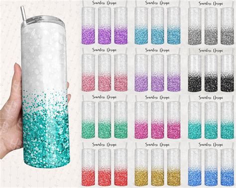 Glitter Tumbler Wrap Bundle Glitter Sublimation Design White Etsy