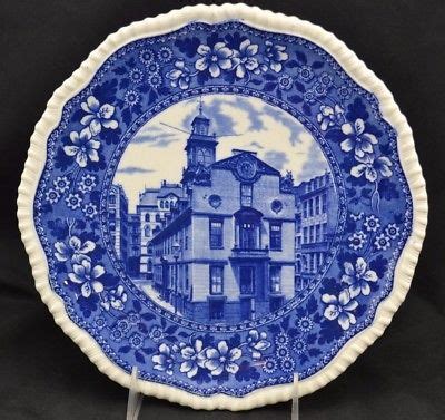 Copeland Spode Tower Blue Plate Old Boston State House Gadroon Edge