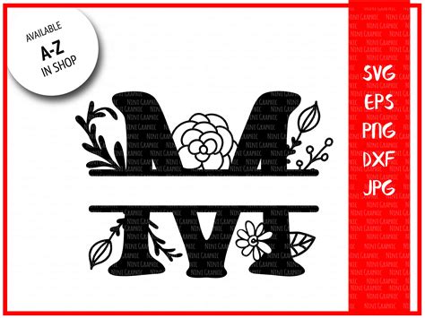 Monogram Letter M Split Letter M Silhouette Files Svg Etsy