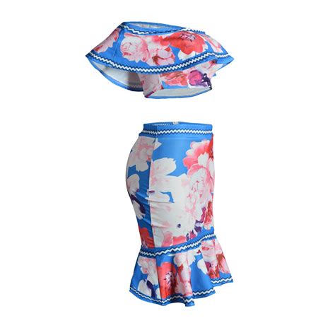 Set Women Crop Top And Skirt Set 2017 Summer Floral Print Sexy Off