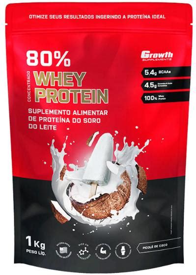 Whey Protein Concentrado 1kg Growth Original 80 Proteína Pura