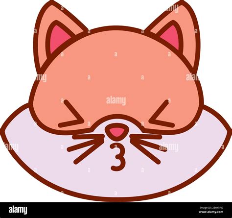 Cute kawaii gato dibujos animados línea y relleno estilo icono diseño