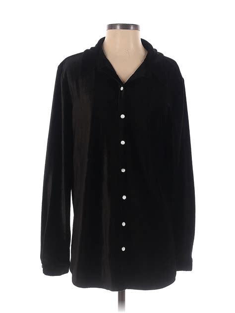 Susan Graver Solid Black Long Sleeve Blouse Size M 53 Off Thredup