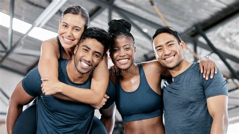 fitness happy  portrait  friends  gym  teamwork support