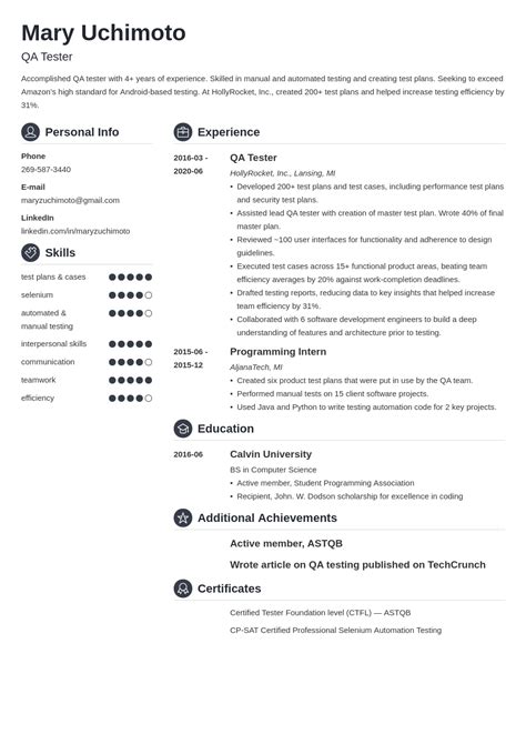 Qa Tester Resume Samples Aftonwallace Blog