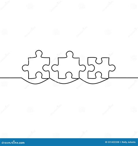 Continuous Line Drawing Of Puzzle Stock Vector Illustration Of