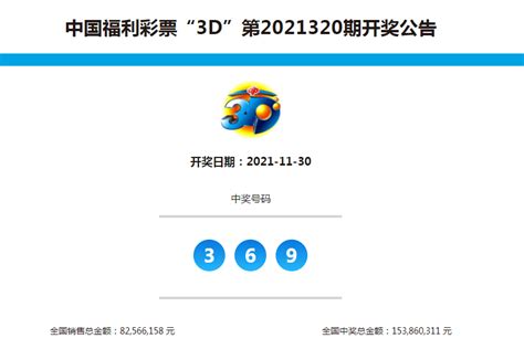 中国福彩3d全国开奖公告（第2021320期彩票之日起公益金