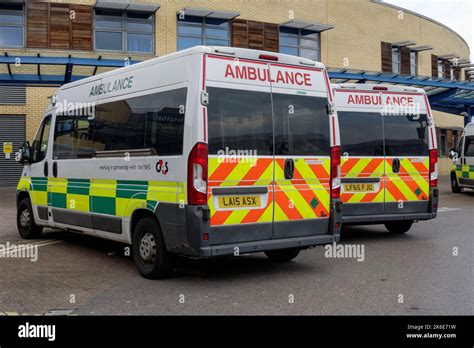 Ambulances At The Queens Hospital In Romford London Borough Of