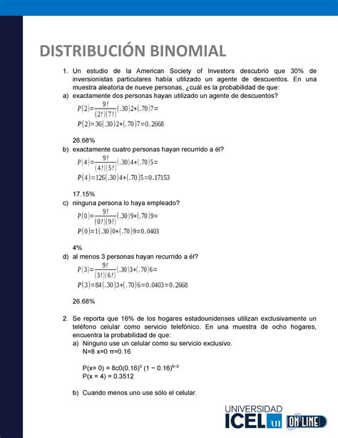 Distribucion Ejercicios Resueltos Sobre Distribuci N Binominal