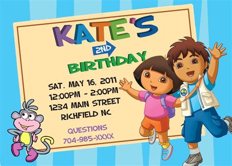 Dora Party Invitations Printable Free