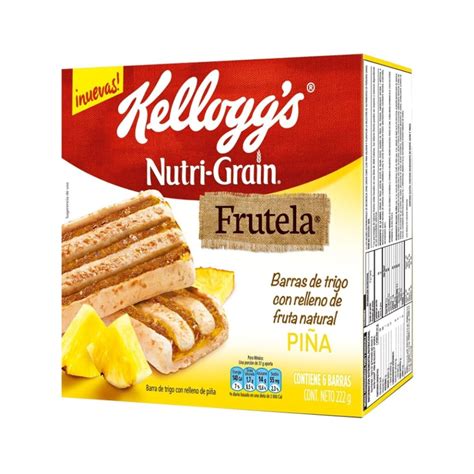 Barras Kelloggs Nutri Grain frutela con relleno de piña 6 pzas Walmart