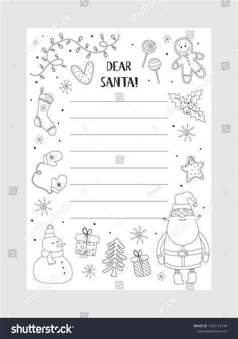 Cartoon Christmas Wish Christmas Items Coloring Stock Vector Royalty