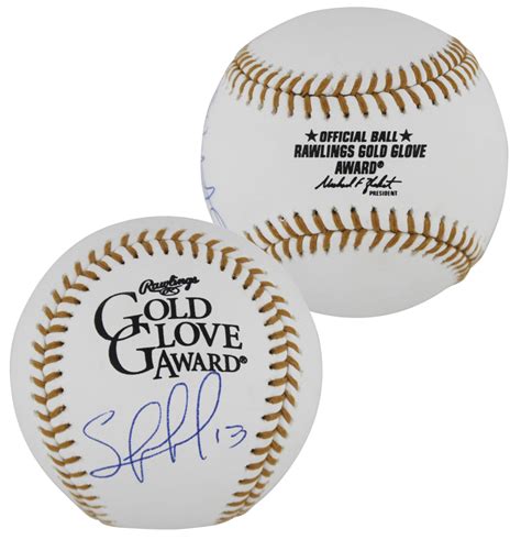 Salvador Perez Signed Gold Glove Award Baseball Beckett Pristine