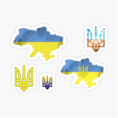 Ukraine Map Ukrainian Flag Trident Cute Sticker Pack Sticker By Ankerd