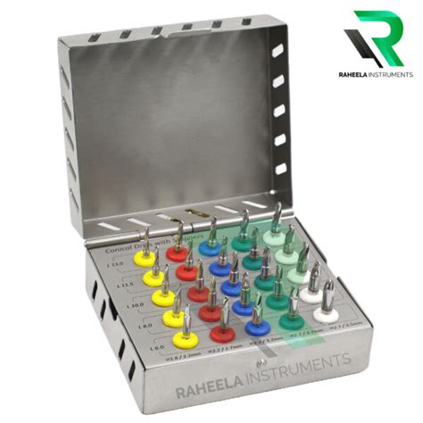 Dental Implant Conical Drills Kit With Stopper External Guide Drills