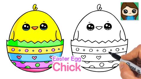 How To Draw An Easter Egg Chick Easy Cute 🐣 Youtube