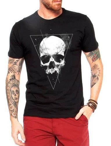 Camiseta Triangle Skull Black Caveira Harley Davidson Hd Mens Tshirts