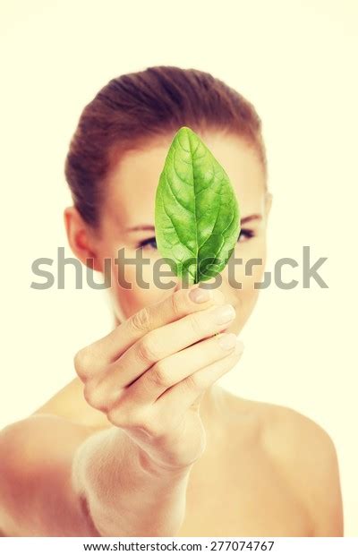 Nude Woman Holding Green Leaf Stock Photo 277074767 Shutterstock