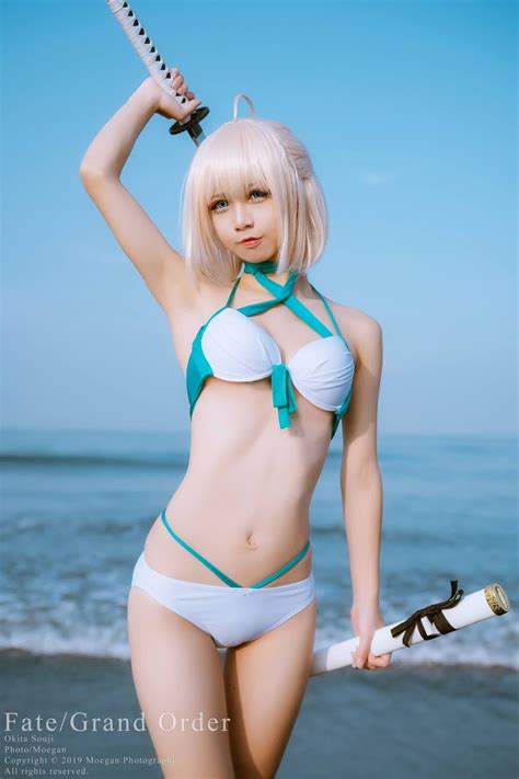 Cosplay [沖田凜花rinka] 沖田総司 水着ver Fate Grand Order Share Erotic Asian