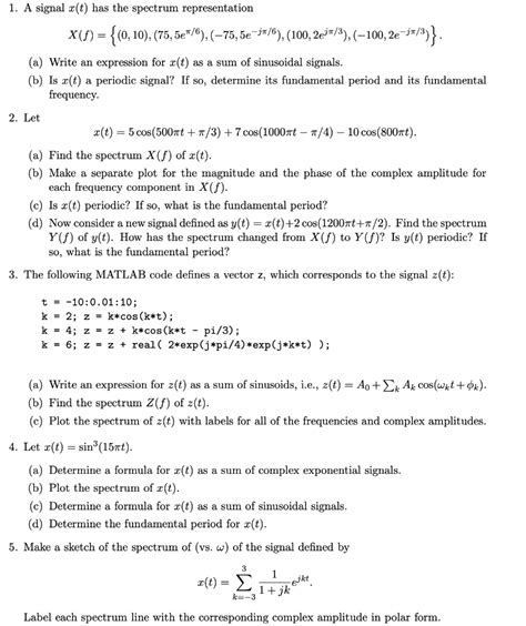 Solved A Signal X T Has The Spectrum Representation X F Chegg