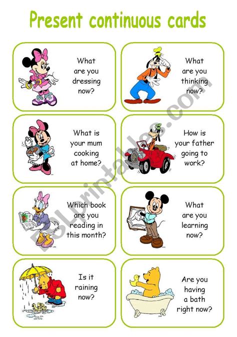 Present Continuous Cards 1 2 Esl Worksheet By Silvia Patti