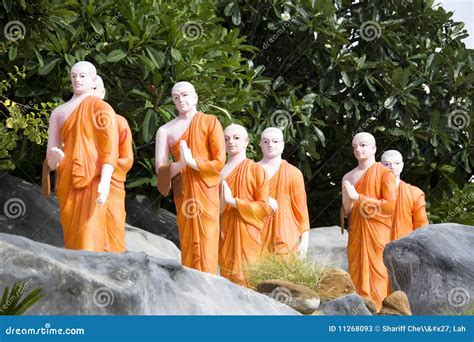 Statues Of Buddhist Monks At Golden Temple Stock Image Image Of