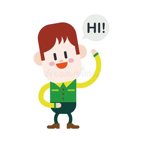 Character Illustration Design. Boy Saying Hi Cartoon,eps Stock Vector ...