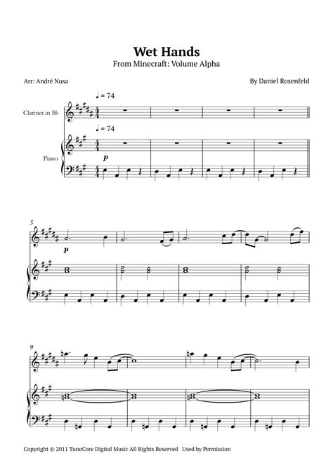 Wet Hands Sheet Music C418 Clarinet And Piano