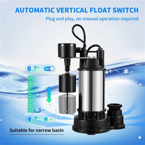 Vevor 15 Hp Submersible Cast Iron And Steel Sump Pump 6000 Gph Submersible Water Pump With