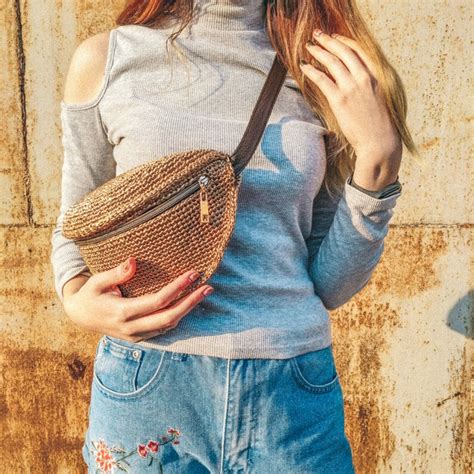 Natural Raffia Belt Bag Straw Fanny Pack Rattan Bag Etsy