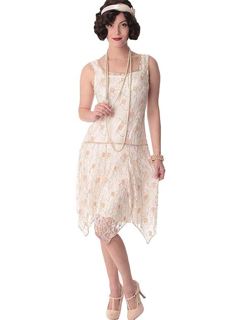 Beaded 20s Style White Lace Flapper Dress 1920s Wedding Dresses Blue