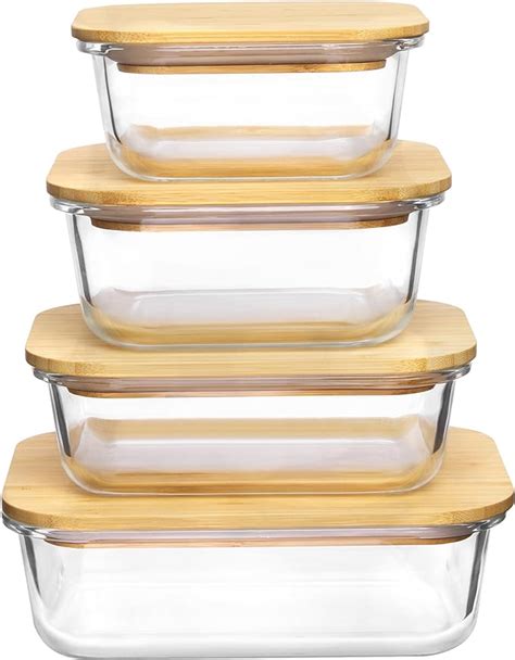 Vtopmart Glass Container Food Storage With Bamboo Lids Pack Food