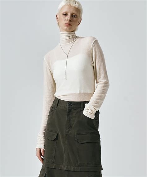 Musinsa Noirer For Woman Wool Silky Roll Neck T Shirt Ivory