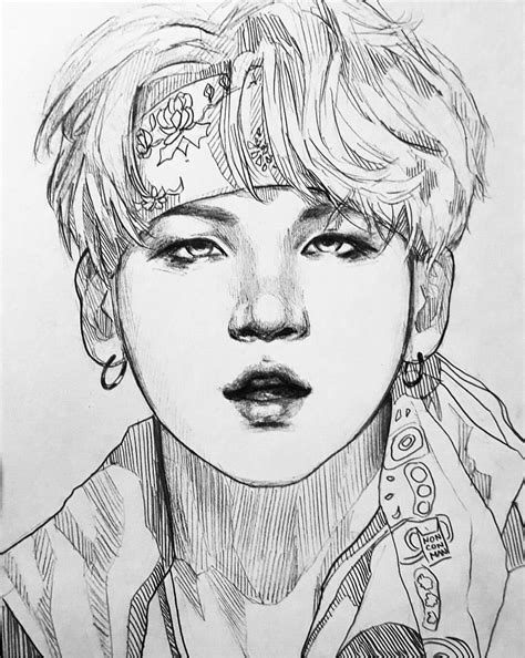 Suga Bts Art Bts Desenho Desenho Desenhos De Caras