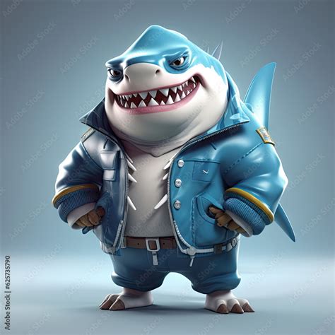 Cartoon character of shark Stock Photo | Adobe Stock