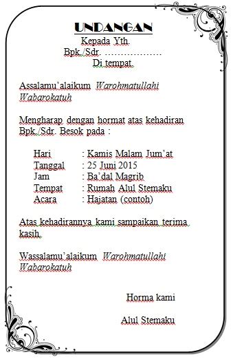 Download Template Undangan Hajatan Tasyakuran Tahlil Dll Alul Stemaku